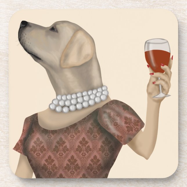 Dessous-de-verre Snob de vin du Labrador jaune (Devant)