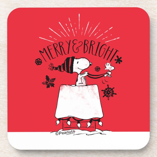 Dessous-de-verre Snoopy et Woodstock - Joyeux et lumineux (Devant)