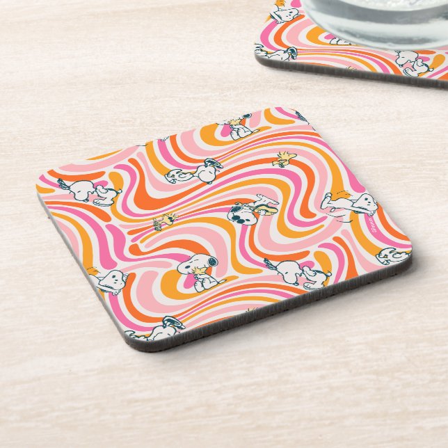 Dessous-de-verre Snoopy & Woodstock Super Vibes Motif orange (Côté gauche)