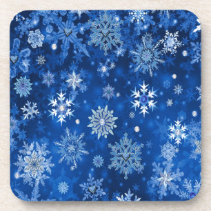Dessous-de-verre Snowflakes de Noël Bleu et argent