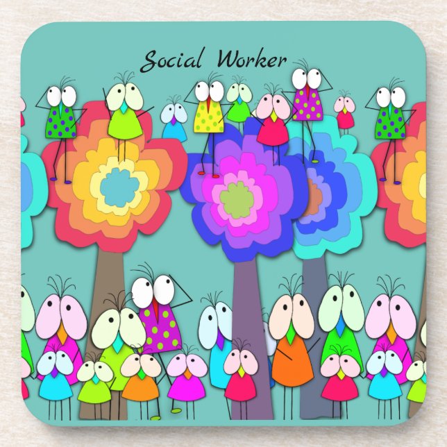 Dessous-de-verre Social Worker Whimsical Birds Carreaux céramiques (Devant)
