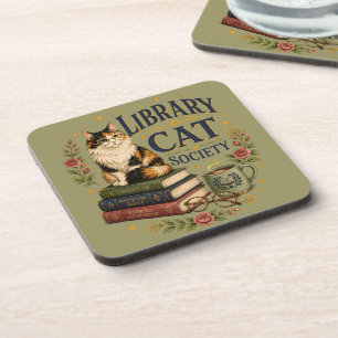 Dessous-de-verre Société de la chatte de bibliothèque Calicot livre