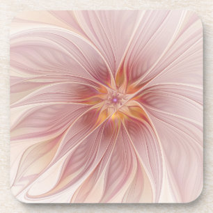 Dessous-de-verre Soft Pink Floral Dream Abstract Fractal Art Flower