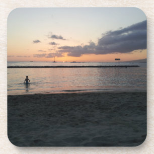 Dessous-de-verre Soirée Sunset Plage tropicale Waikiki Oahu Hawaii