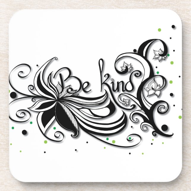 Dessous-de-verre SOIS GENTIL ! Citation calligraphie inspirante (Devant)