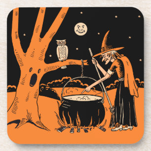 Dessous-de-verre sorcière de Halloween des années 1920