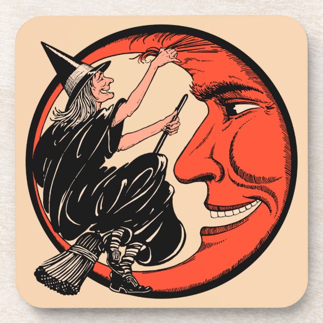 Dessous-de-verre sorcière de Halloween des années 1920 (Devant)