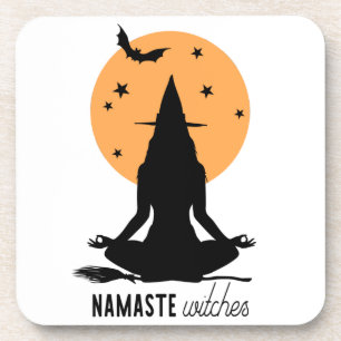 Dessous-de-verre Sorcière de yoga d'Halloween contemporaine