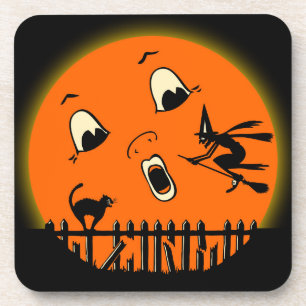 Dessous-de-verre sorcière et Pleine lune de Halloween des années