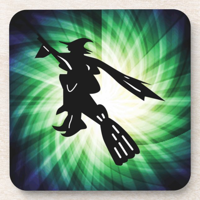 Dessous-de-verre Sorcière sur Broom Silhouette (Devant)