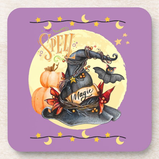 Dessous-de-verre Sorcières magiques Spell Casquette Halloween Desso (Devant)