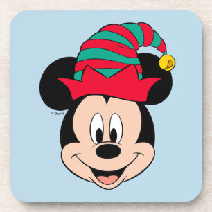 Dessous-de-verre Souris Mickey Chapeau d'elfe de Noël