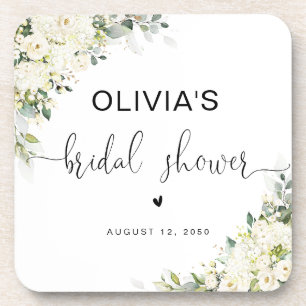 Dessous-de-verre Sous-verre de mariage floral blanc
