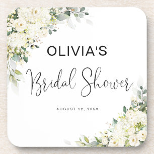 Dessous-de-verre Sous-verre de mariage floral blanc