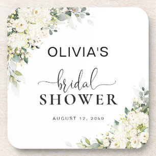 Dessous-de-verre Sous-verre de mariage floral blanc