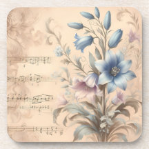 Sous-verres en plastique Bleuet Vintage avec dos e