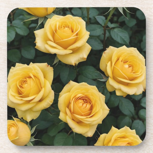 Dessous-de-verre Sous-verres en plastique dur Roses Jaunes (Devant)