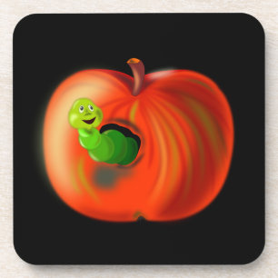Dessous-de-verre Sous-verres Pomme avec Ver