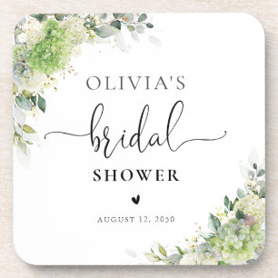 Dessous-de-verre Sous-verres pour Baby Shower aux Hortensias Verts
