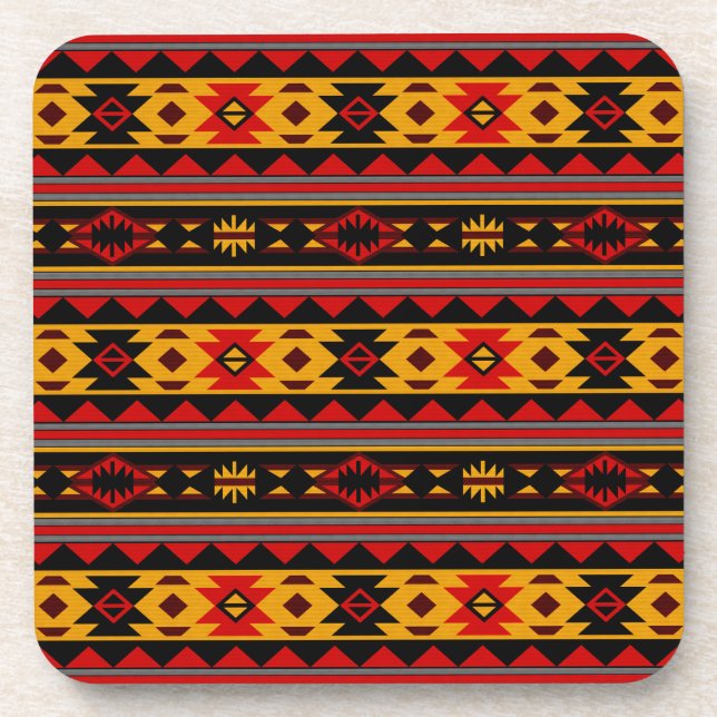 Dessous-de-verre Southwest Design Red Black Gold Tribal Motif (Devant)