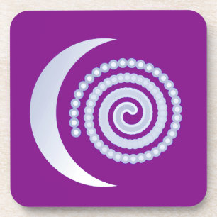 Dessous-de-verre Spirale de lune d'argent sur violet
