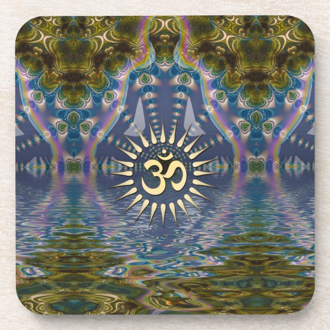 Dessous-de-verre Spirituel Om Fractal Chakra Art Six Dessous de ver (Devant)