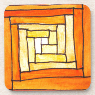 Dessous-de-verre square art Deco yellow retro pattern