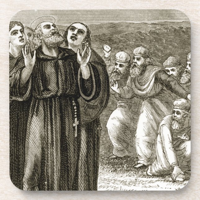 Dessous-de-verre St Columba chantant, et attaqué par les druides, (Devant)