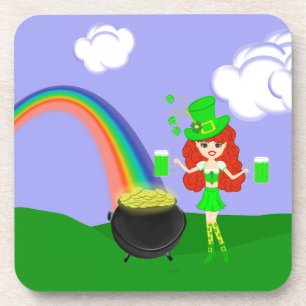 Dessous-de-verre St Pat le jour du redhead girl leprechaun with Rai