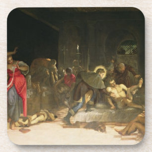 Dessous-de-verre St Roch traitant la peste