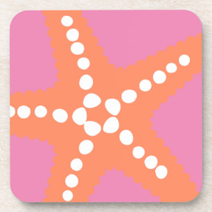 Dessous-de-verre Starfish Beach Ocean Preppy rose orange amusant
