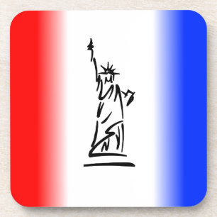 Dessous-de-verre Statue de la Liberté Rayure Rouge Blanc Bleu