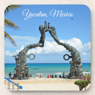 Dessous-de-verre Statue de Playa del Carmen sur Plage Travel Souven