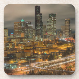 Dessous-de-verre Stries claires des voitures la nuit