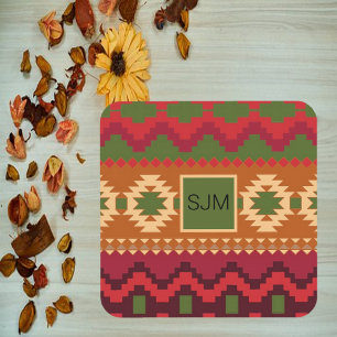 Dessous-de-verre Style Aztec Sud-Ouest rose Vert et Brown