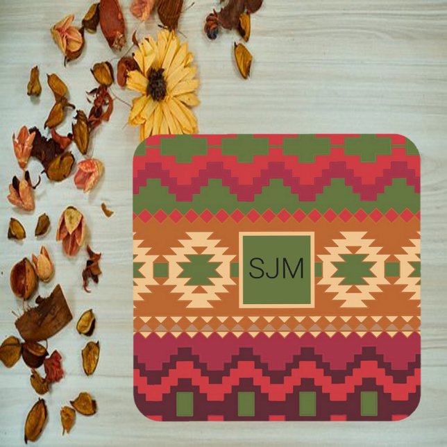 Dessous-de-verre Style Aztec Sud-Ouest rose Vert et Brown (Créateur téléchargé)