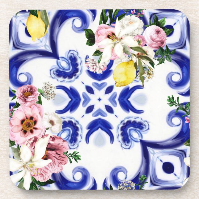 Dessous-de-verre Style italien, carreaux, majolica, citron tout-des (Devant)
