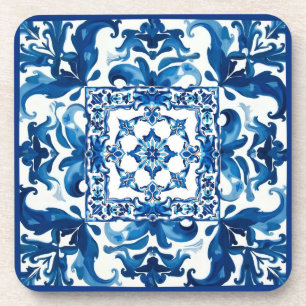 Dessous-de-verre style italien, méditerranéen, mosaïque, bleu,