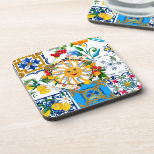 Dessous-de-verre style sicilien, art d'été, citrons