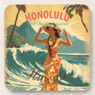 Dessous-de-verre Style vintage Hawaiian Travel Honolulu Mid-Pacific