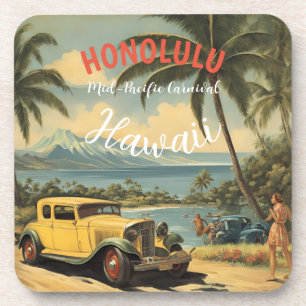Dessous-de-verre Style vintage Hawaiian Travel Honolulu Mid-Pacific