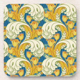 Dessous-de-verre Style William Morris Tulp Tissu Floral Art Teal et
