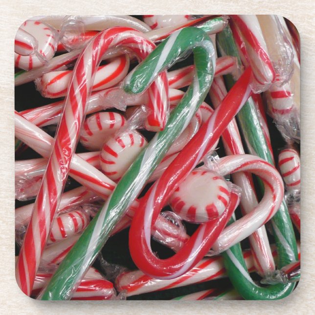 Dessous-de-verre Sucres de canne et menthe de Noël (Devant)