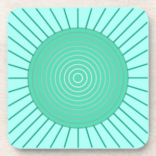 Dessous-de-verre Sunburst géométrique moderne - Aqua et Seafoam Gre