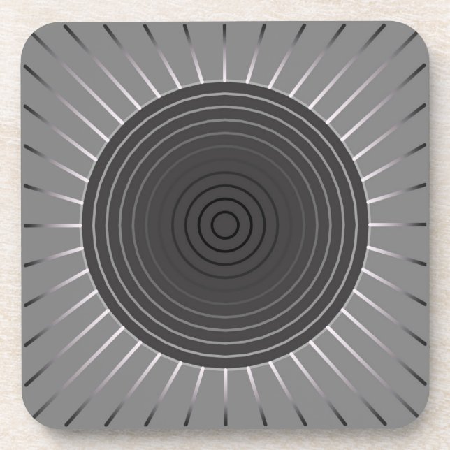 Dessous-de-verre Sunburst géométrique moderne - Hématite foncé gris (Devant)