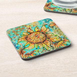 Dessous-de-verre Sunflower Craze coloré motif d'été