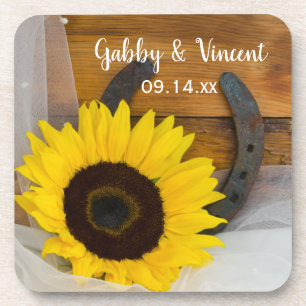 Dessous-de-verre Sunflower et Horseshoe Mariage occidental