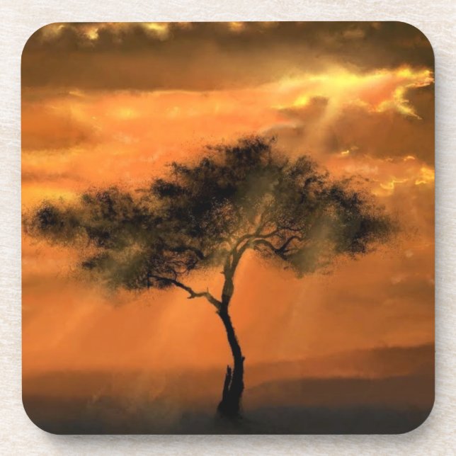 Dessous de verre Sunrise Tree - Peinture (Devant)
