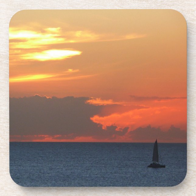Dessous-de-verre Sunset Clouds and Sailboat Seascape (Devant)