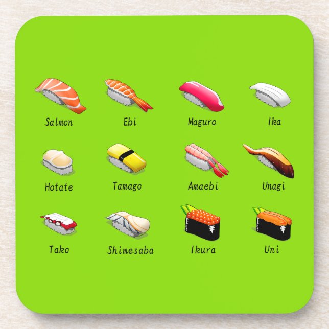 Dessous-de-verre sushi de Wasabi cuisine japonaise mignonne (Devant)